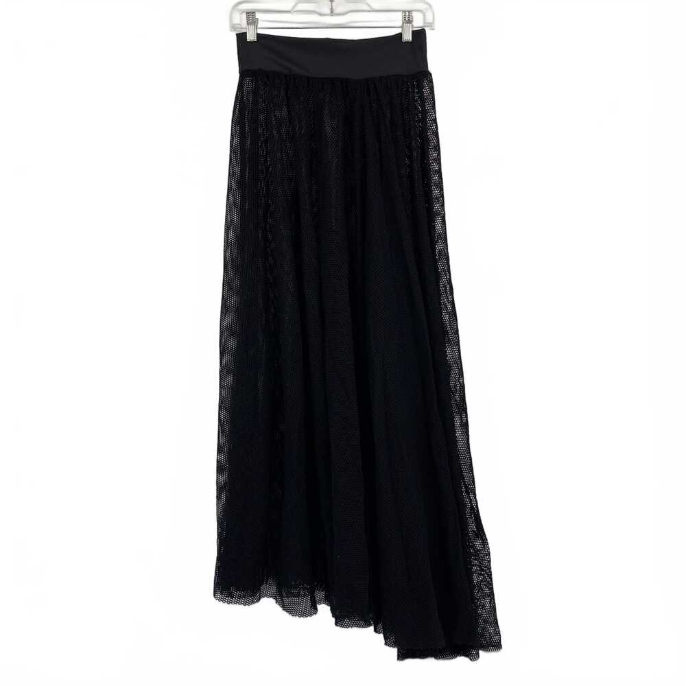 Boamar Black Mesh Asymmetrical Hem Midi Swim Cover-Up Skirt | OS Regular